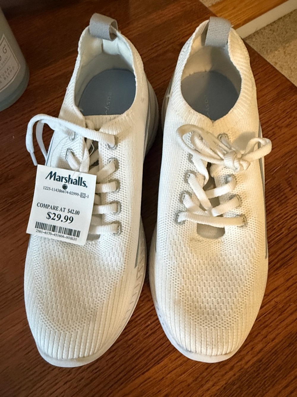 Easy Spirit White Knit Slip-On Lace-Up Sneakers